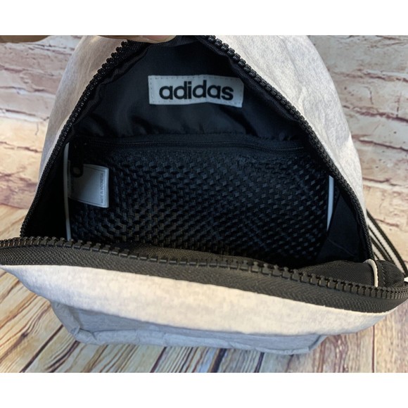 Adidas Gray w/ Black Small Backpack Nylon Shoulder Bag Padded Back - Picture 5 of 8